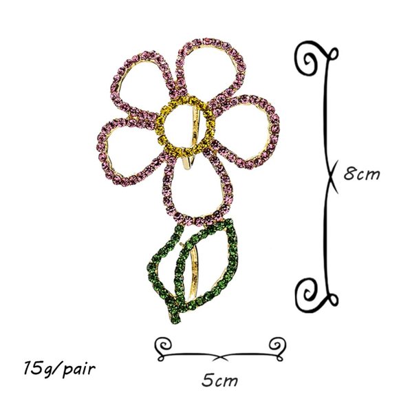 Rhinestone pop posy two finger ring. Pink, green and yellow rhinestones … - Picture 6 of 6